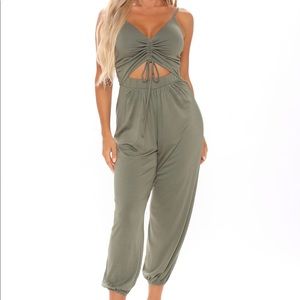 Fashion Nova Olive Easy Breeze Cutout Jumpsuit
